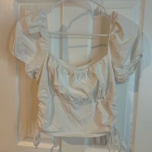 Hollister Must Have Collection White Puff Sleeve Women's Top Size Large